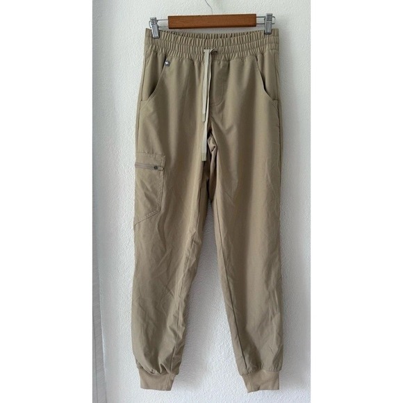 Figs Zamora High Waisted FIONLITE Lined Tan Jogger Scrub Pants size XS - Picture 4 of 16